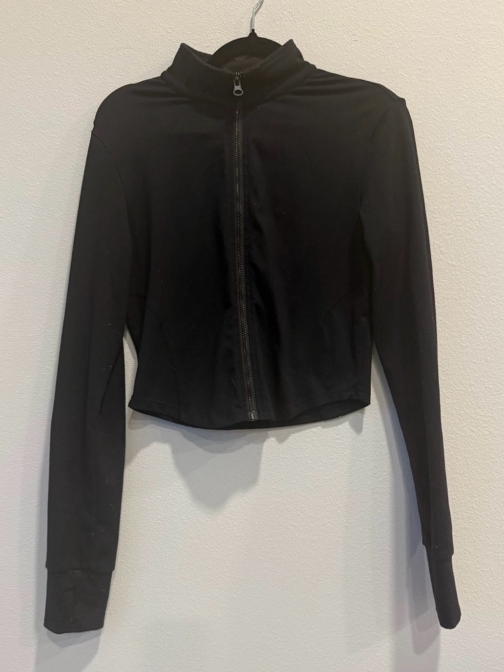 Black Zip Front Athleisure Cropped Jacket